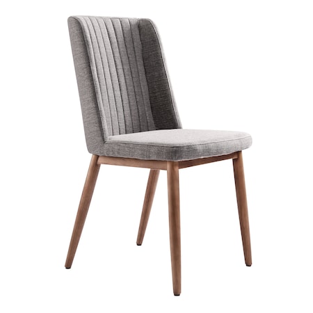 Armen Living Wade Mid-Century Dining Chair in Walnut Finish and Gray Fabric, PK2 LCWDSIGR